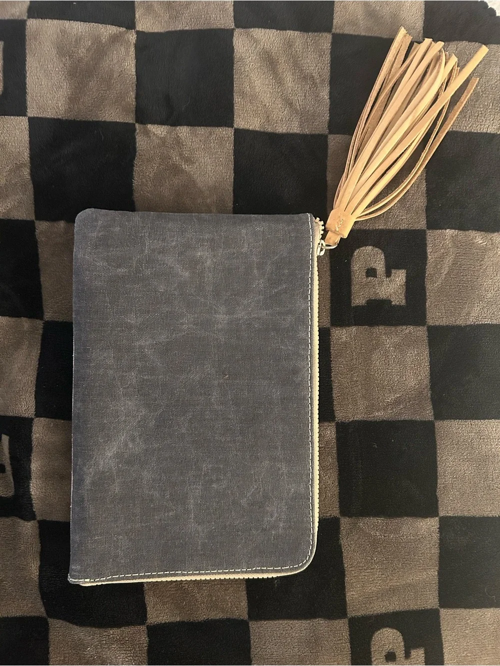 Consuela Lavender Canvas Wristlet with Tan Tassel